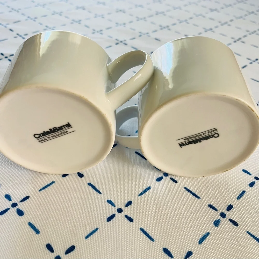 Crate and Barrel White Porcelain Espresso Mugs Set of 2
